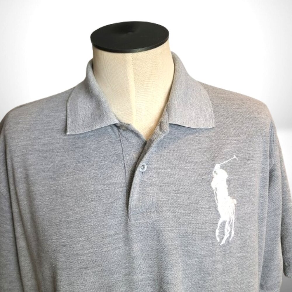 Polo Ralph Lauren Gray Polo Shirt – White Big Pony Logo – Men’s XL - Picture 2 of 9